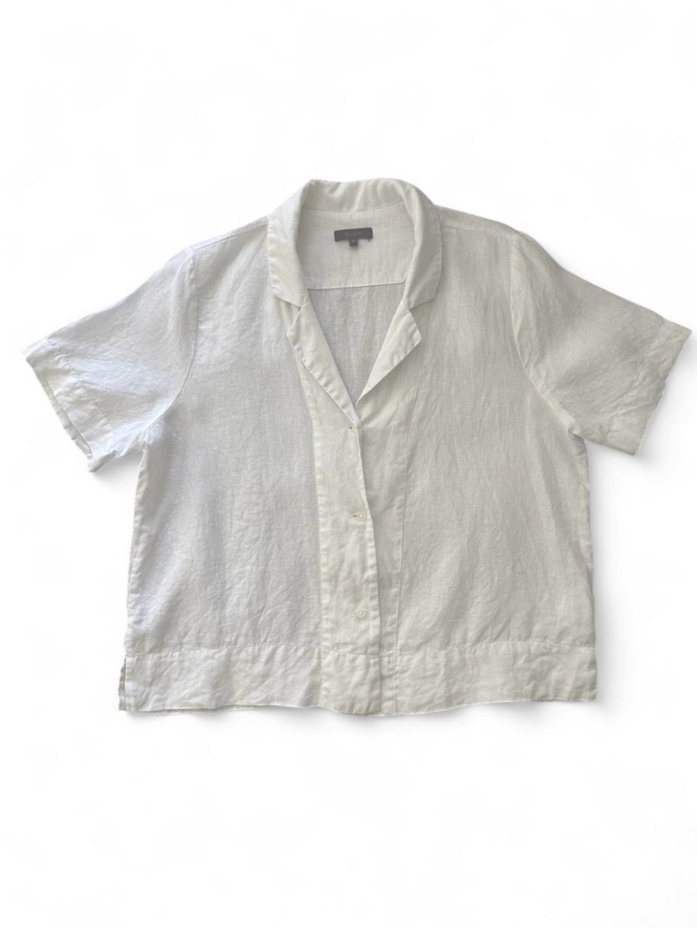 Quince White Short Sleeve Linen Camp Shirt